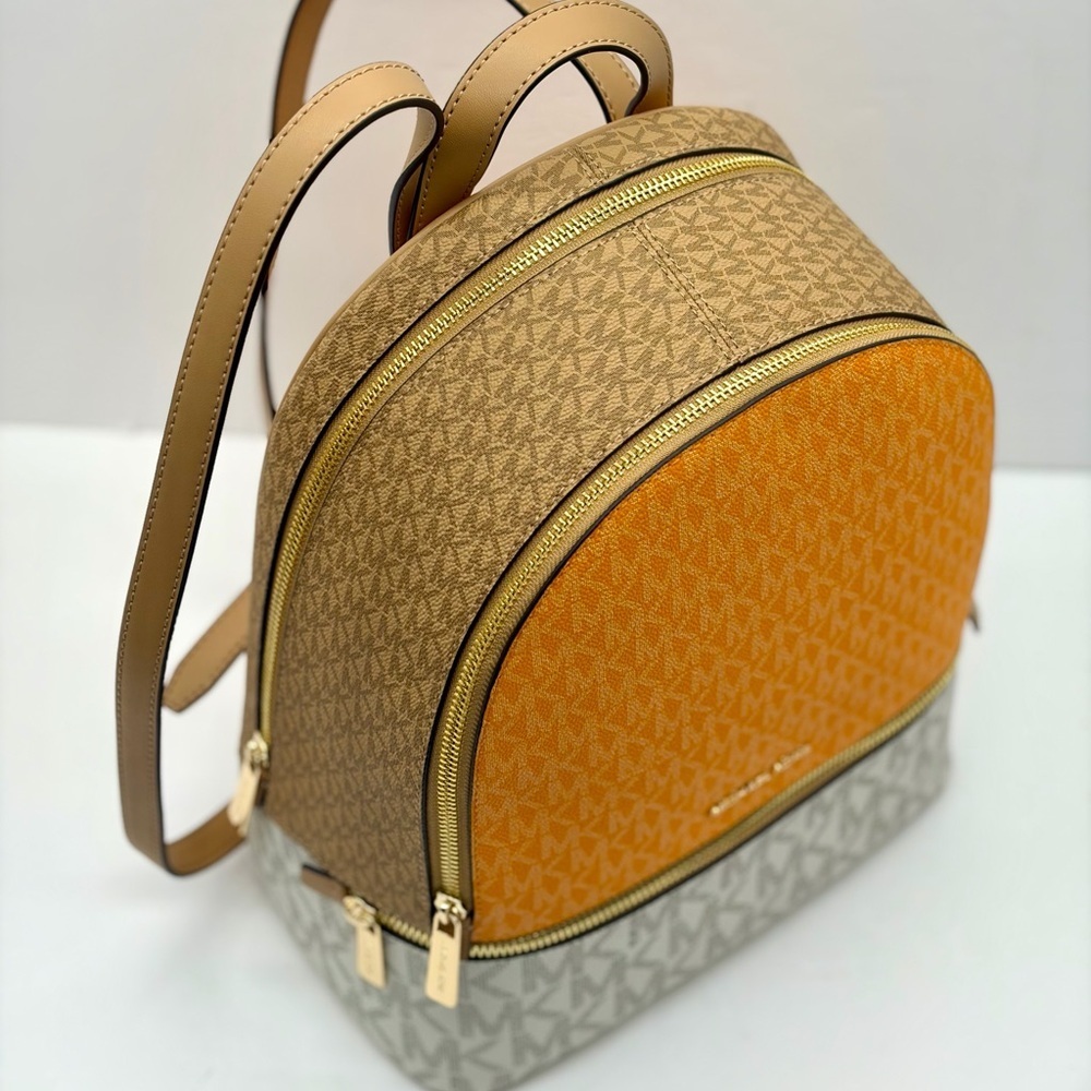 Michael Kors Rhea Medium Color-Block Signature Logo Backpack - Picture 10 of 14